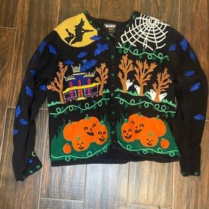 Vintage Halloween Sweater Embroidered Cardigan